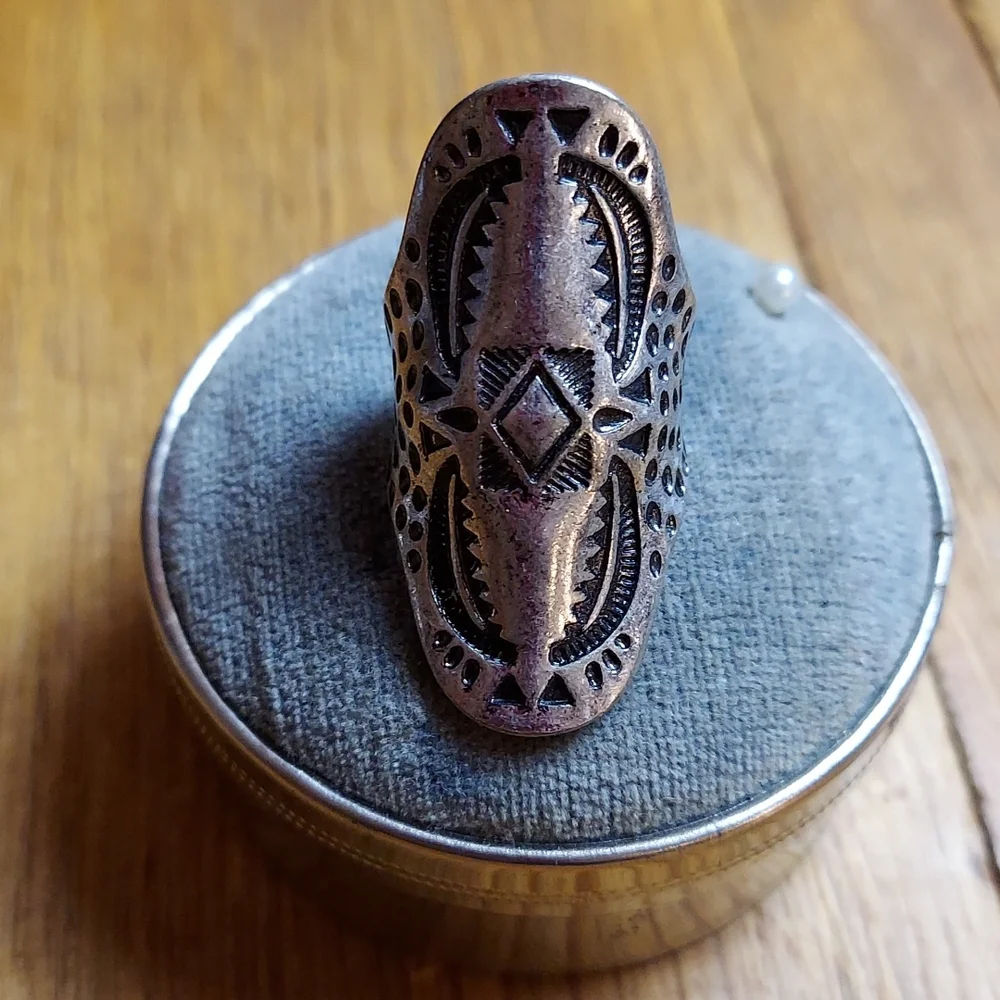 Vintage Large Long Silver Statement Ring - Picture 2 of 11